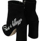Embroidered Ankle Boots in Lambskin Suede