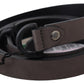 Brown Leather Skinny Round Buckle Belt