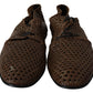 Brown Leather Hand-woven Derby Shoes