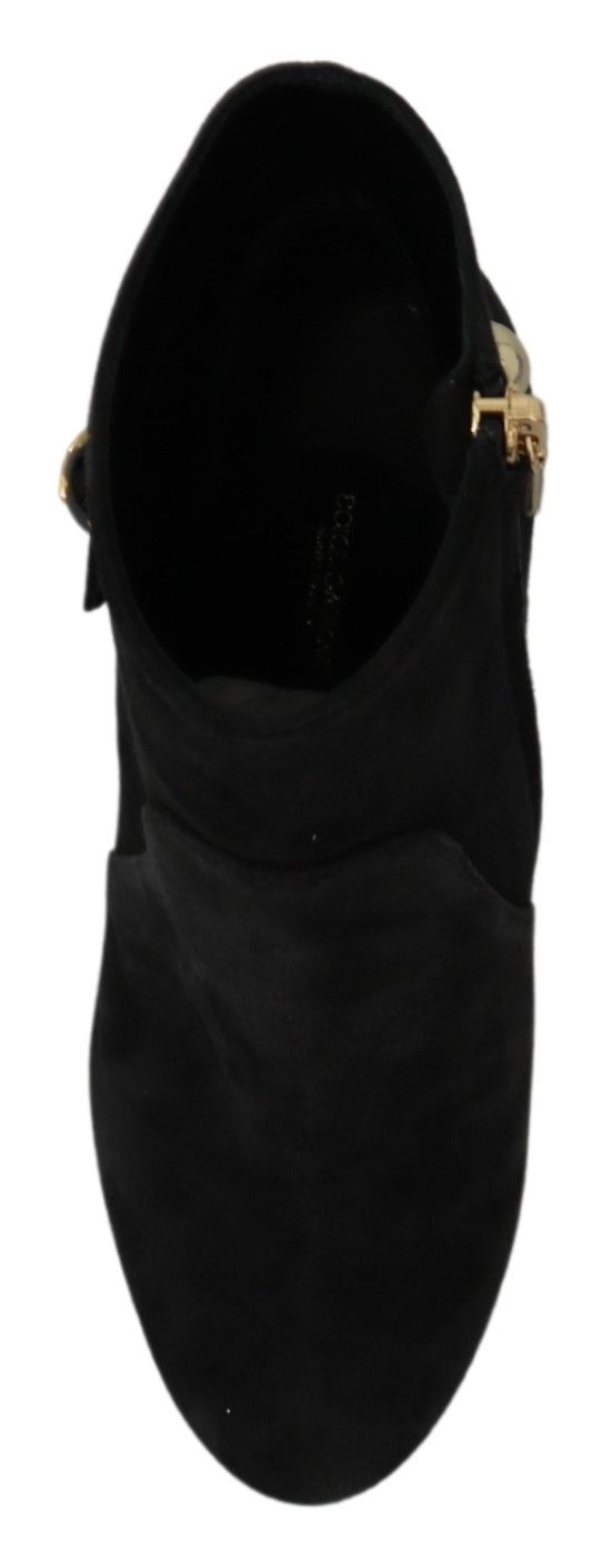 Elegant Black Suede Short Boots