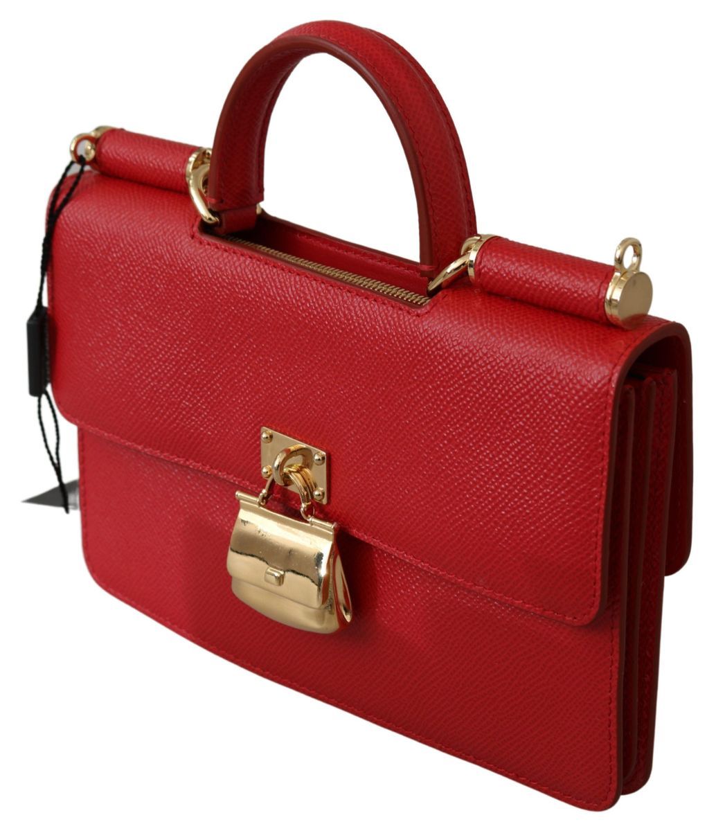 Red Gold Padlock Sling Phone Clutch Leather Sicily  Bag