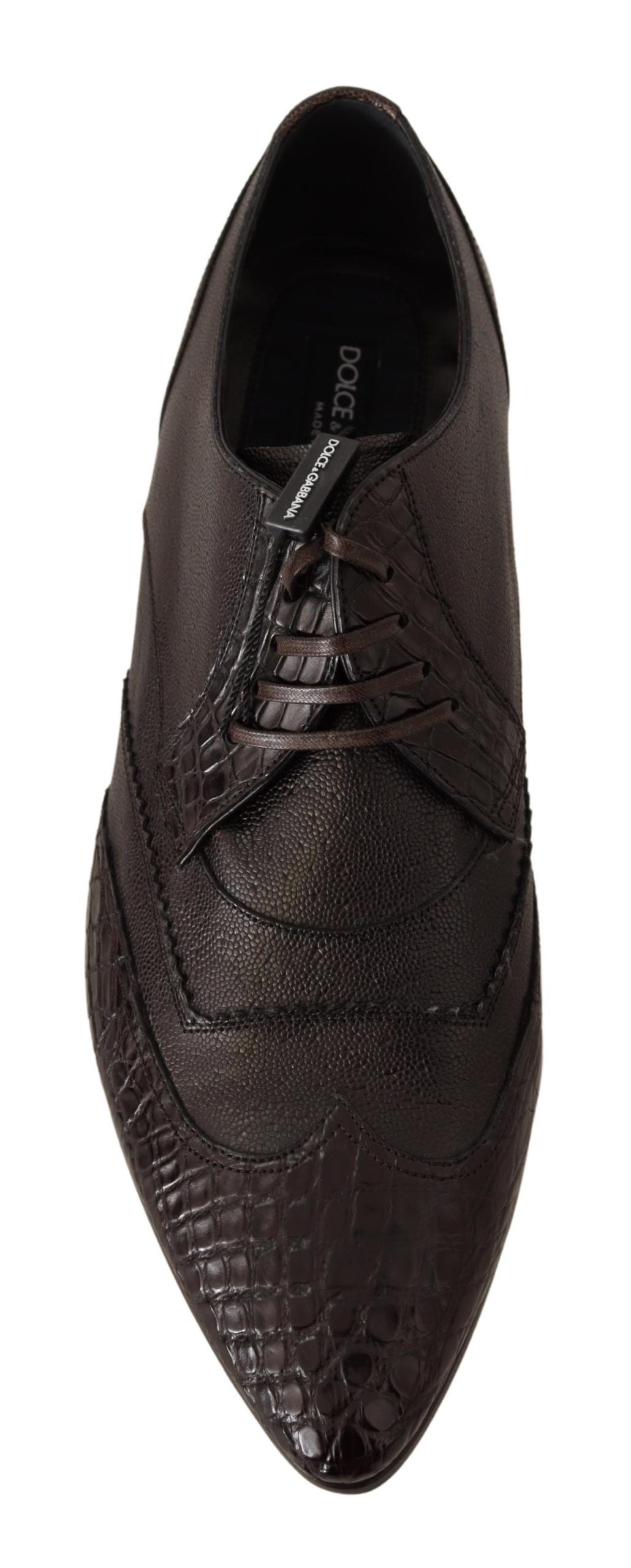 Brown Exotic Leather Derby Dress Shoes