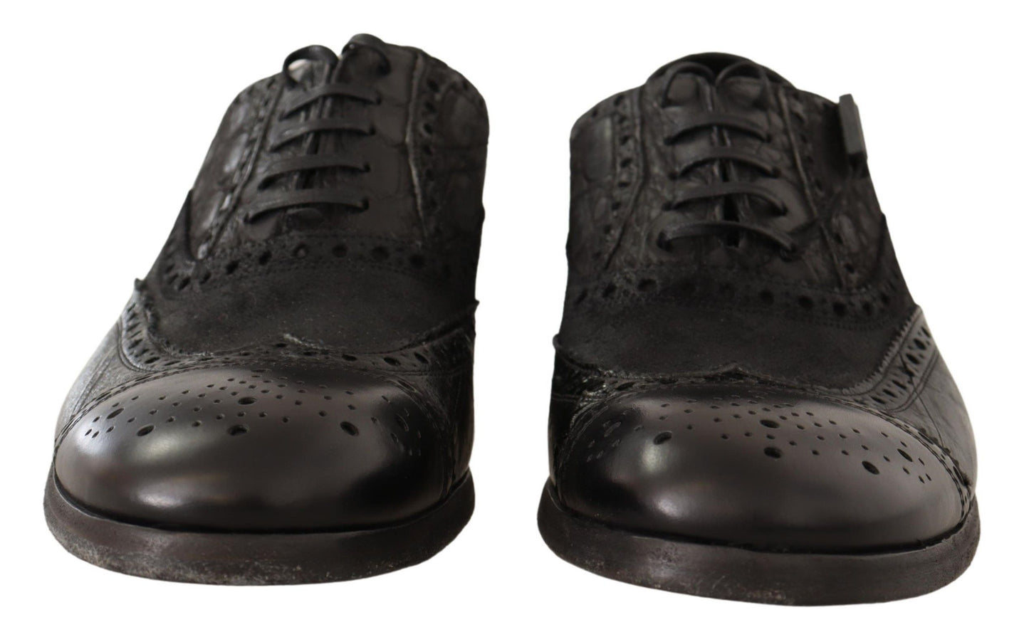 Black Leather Brogue Wing Tip Men Formal Shoes
