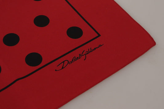 Red Polka Dots DG Print Square Handkerchief Scarf