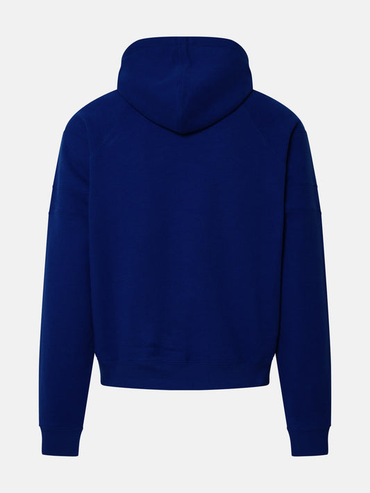 Chic Blue Cotton Hoodie with Embroidered Logo