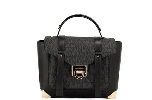 Manhattan Medium Black Signature Leather Purse Satchel Handbag