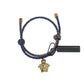 Braided Brown Blue Smooth Leather Adjustable Small Medusa Charm Bracelet