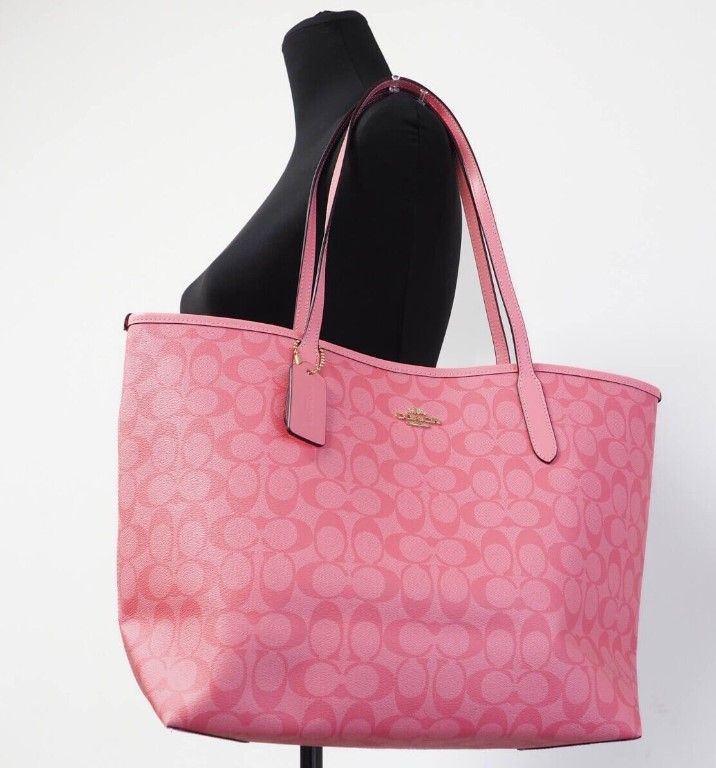 Pink Lemonade Signature Coated Canvas City Tote Shoulder Handbag