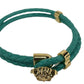 Braided Turquoise Smooth Leather Adjustable Small Medusa Charm Bracelet