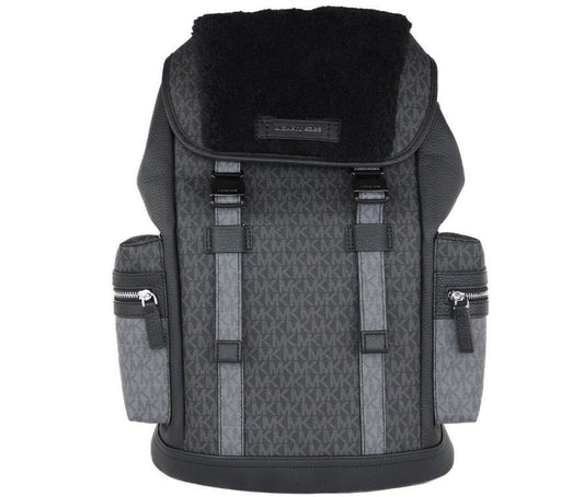 Cooper Large Black Signature PVC Faux Fur Sport Flap Backpack Bag