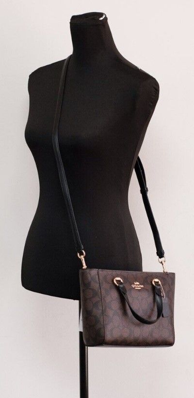 Alice Small Brown Black Crossgrain Leather Satchel Crossbody Bag