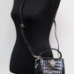 Small Black Crocodile Embossed Leather Micro Satchel Handbag