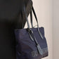 Small Navy Blue Logo Econyl Nylon Tote Shoulder Handbag Purse