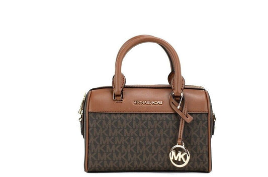 Travel XS Brown Signature Leather Duffle Crossbody Handbag Purse