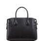 Mercer Medium Black Pebbled Leather Top Zip Belted Satchel Handbag