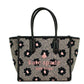 Ella Herringbone Floral Small Canvas Printed Crossbody Tote Handbag