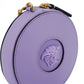 Elegant Round Mini Shoulder Bag in Lustrous Purple