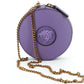 Elegant Round Mini Shoulder Bag in Lustrous Purple