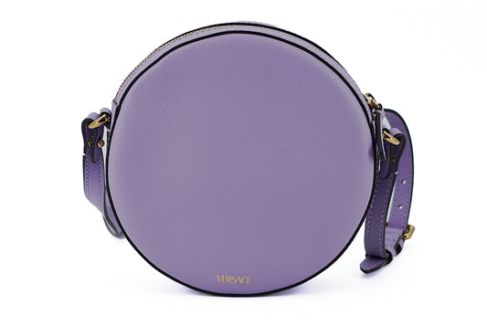 Purple Calf Leather Round Disco Shoulder Bag