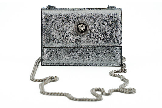 Elegant Silver Nappa Leather Card Case
