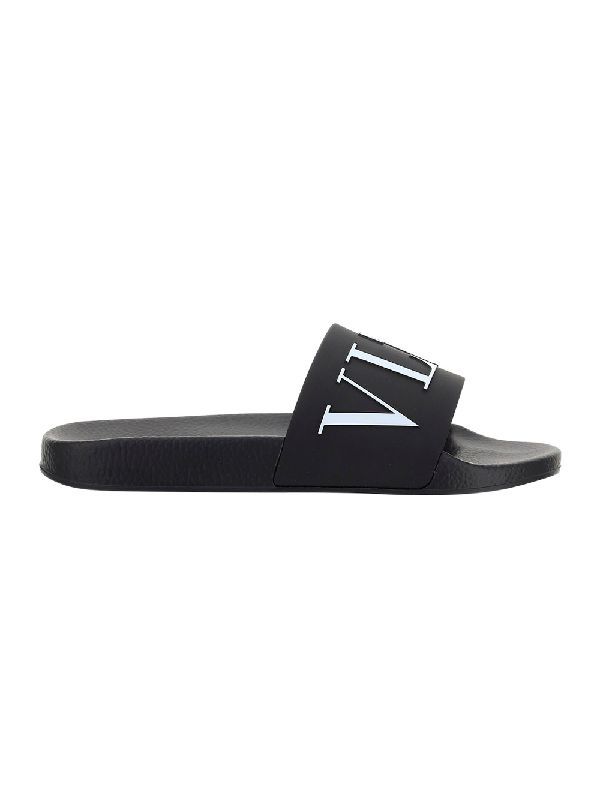 Black Rubber Garavani Slides Sandals