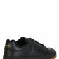 Elegant Black Low-Top Leather Sneakers