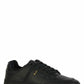 Elegant Black Low-Top Leather Sneakers