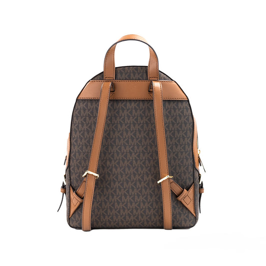 Jaycee Medium Brown Signature PVC Zip Pocket Backpack Bookbag