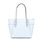 Charlotte Vista Blue Large Leather Top Zip Tote Handbag Purse