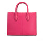 Mirella Small Hot Pink Leather Top Zip Shopper Tote Crossbody Bag