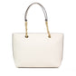 Jet Set Medium Cream Leather Front Pocket Zip Chain Tote Bag Purse