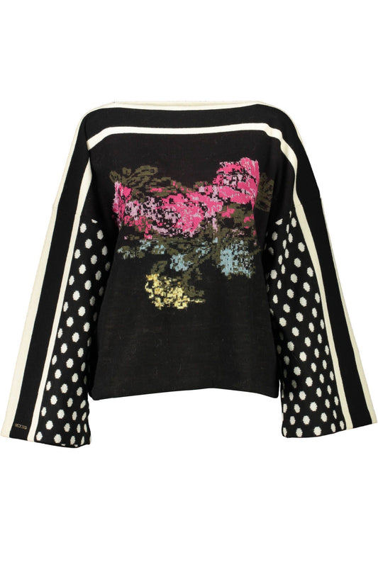Elegant Reversible Black Wool Sweater