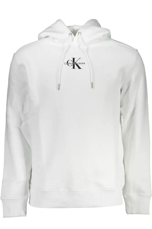 Chic White Hooded Sweatshirt with Logo Embroidery