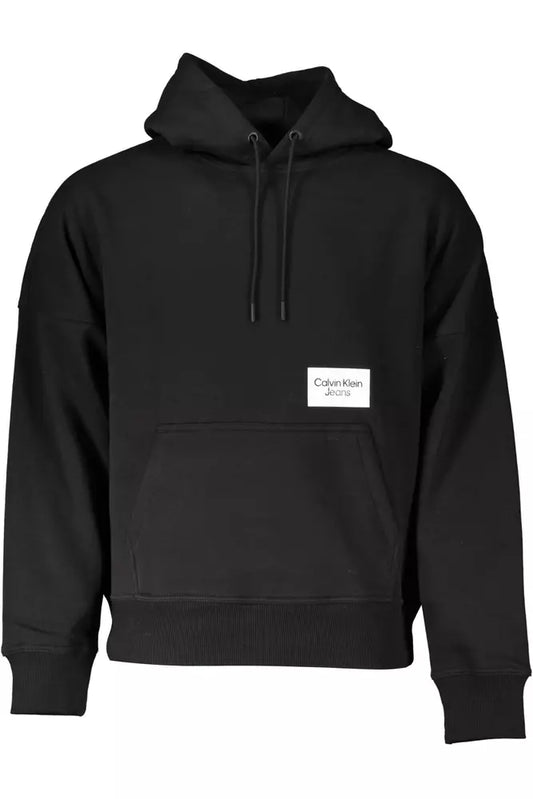 Elegant Black Cotton Blend Hooded Sweatshirt