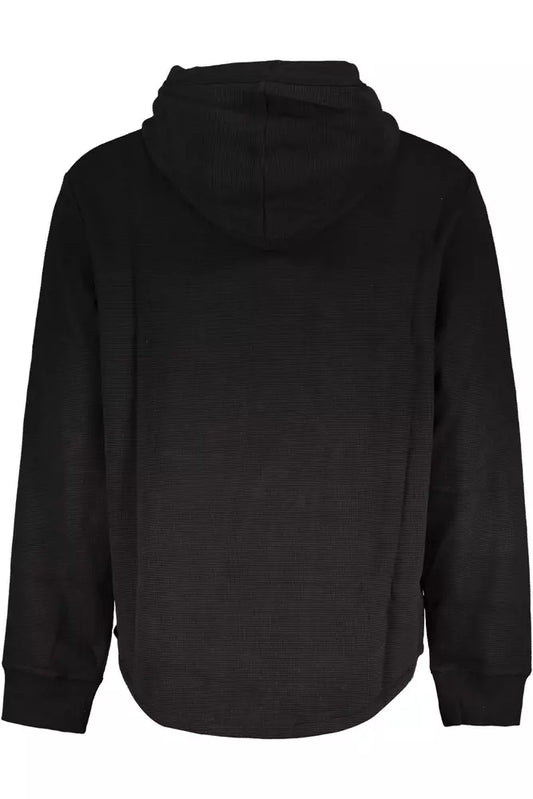 Sleek Black Cotton-Blend Hooded Sweatshirt