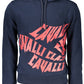 Blue Hooded Cotton Sweatshirt with Cavalli Class Logo