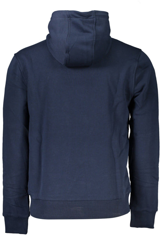 Blue Hooded Cotton Sweatshirt with Cavalli Class Logo