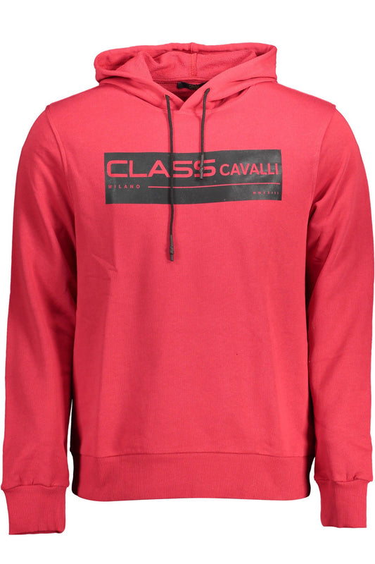 Cavalli Class Scarlet Cotton Hooded Sweatshirt