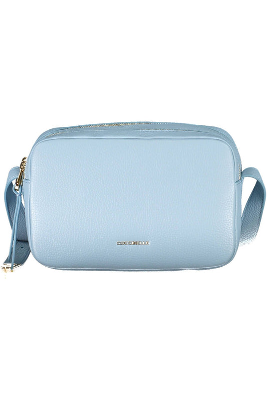Elegant Light Blue Leather Shoulder Bag