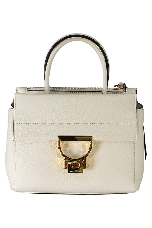 Elegant White Leather Handbag with Versatile Straps
