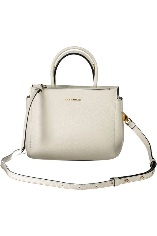 Elegant White Leather Handbag with Versatile Straps