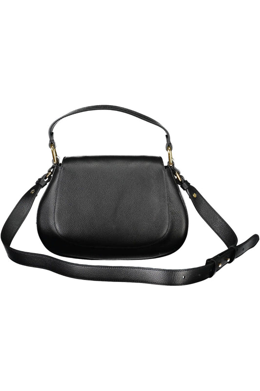 Elegant Black Leather Handbag with Adjustable Strap
