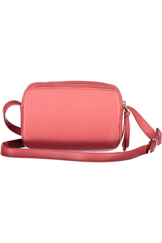 Elegant Pink Leather Shoulder Bag with Logo