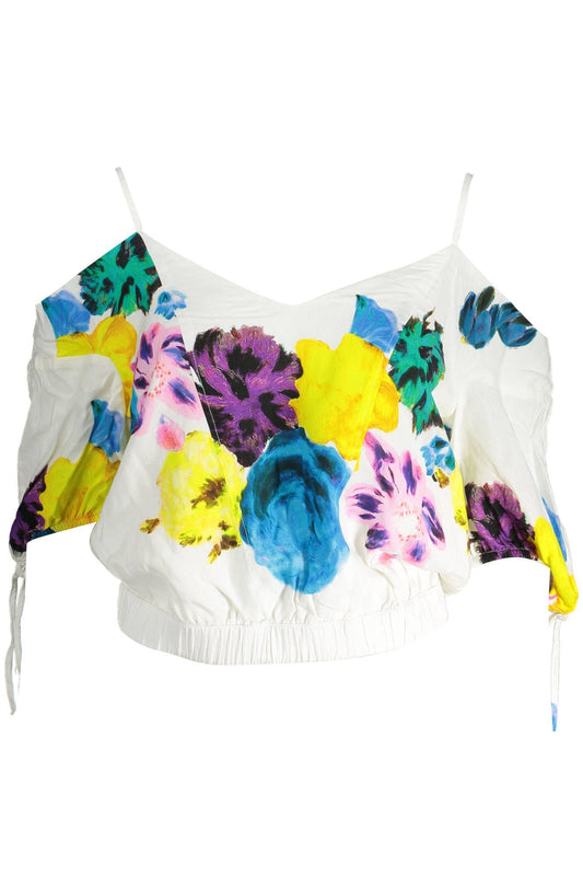 Desigual Chic White Blouse with Contrasting Details