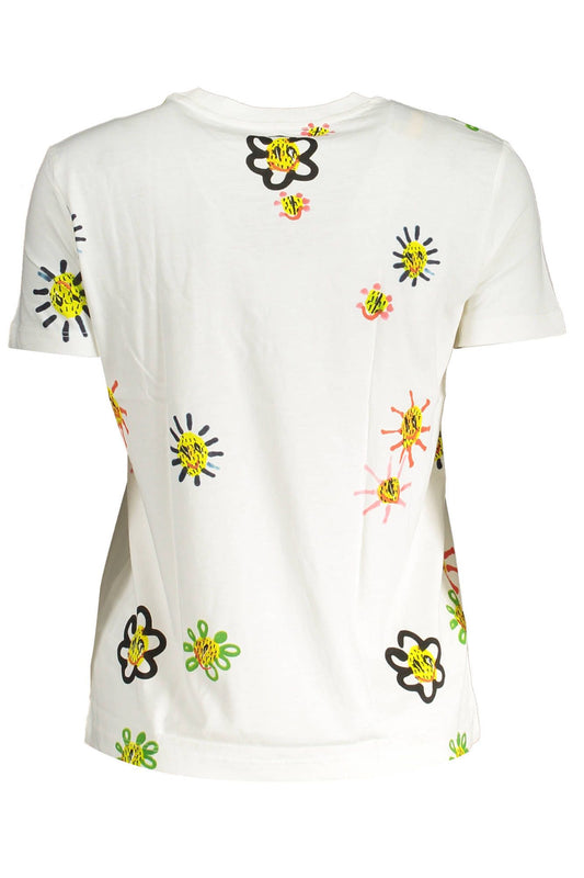 Chic Contrasting Print Tee with Logo Accents