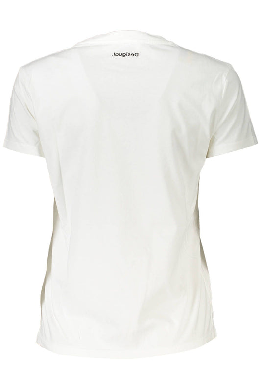 Chic White Printed Tee with Logo