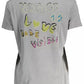 Chic Gray Printed Cotton Tee with Logo