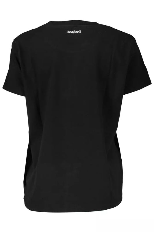 Chic Black Printed Logo Tee with Short Sleeves