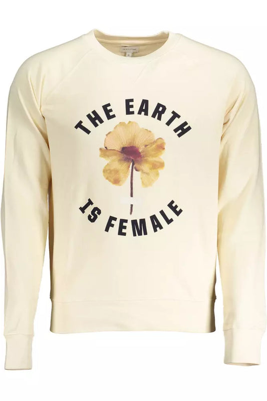 Chic Beige Cotton Sweatshirt with Logo Print