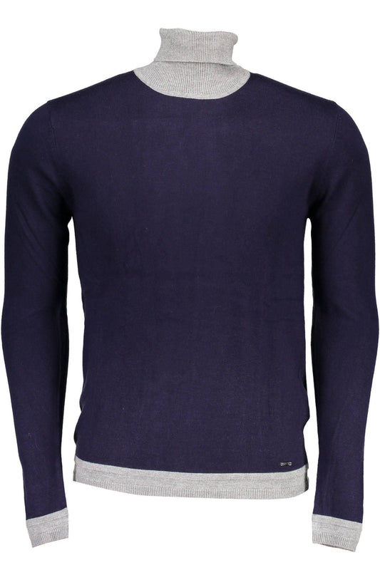 Sleek Long Sleeve Blue Sweater with Logo Detail